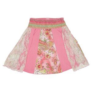 Pink Paisley Lace Mini Skirt